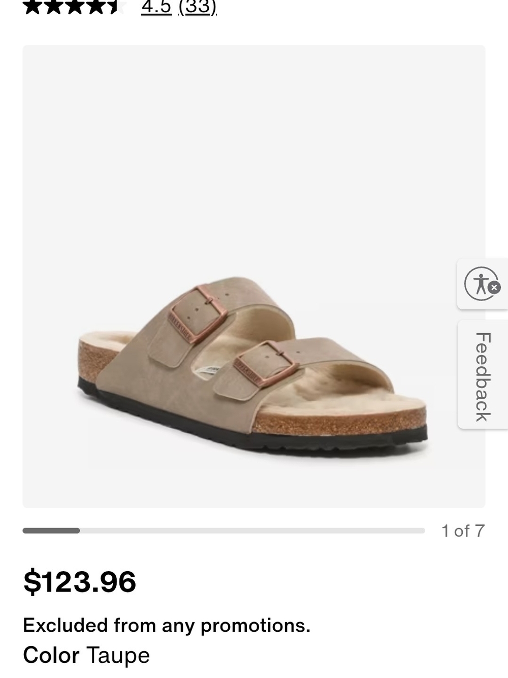 Birkenstock Taupe Shearling Arizona Two-Buckle Slide Sandals NWOT
